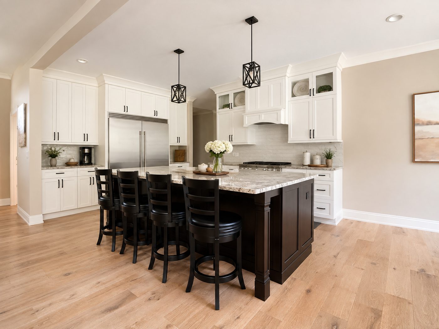 Kitchen in a custom home built by Atkins Building Company